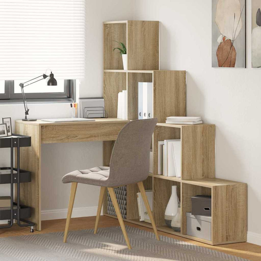 Hoekbureau met plank met opslag Sonoma eiken 101,5 x 149,5 x 149,5 cm