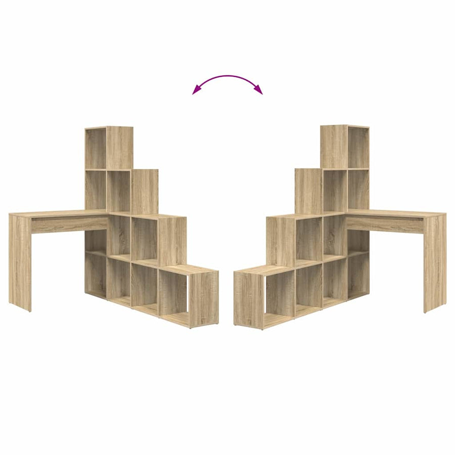 Hoekbureau met plank met opslag Sonoma eiken 101,5 x 149,5 x 149,5 cm