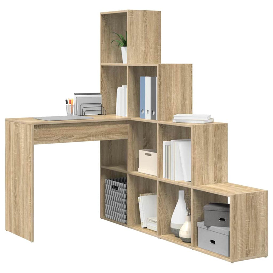 Hoekbureau met plank met opslag Sonoma eiken 101,5 x 149,5 x 149,5 cm