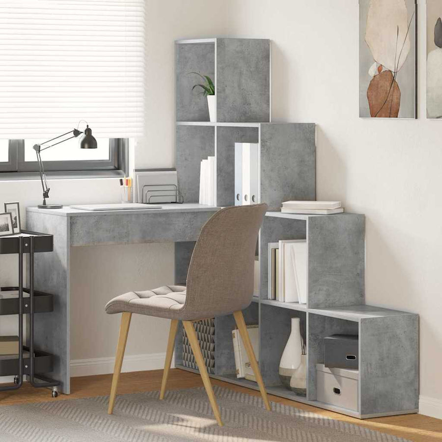 Hoekbureau met plank met opslag Betongrijs 101,5 x 149,5 x 149,5 cm