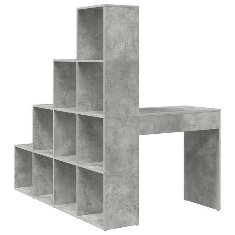 Hoekbureau met plank met opslag Betongrijs 101,5 x 149,5 x 149,5 cm