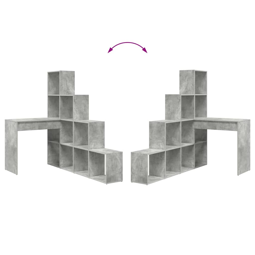 Hoekbureau met plank met opslag Betongrijs 101,5 x 149,5 x 149,5 cm