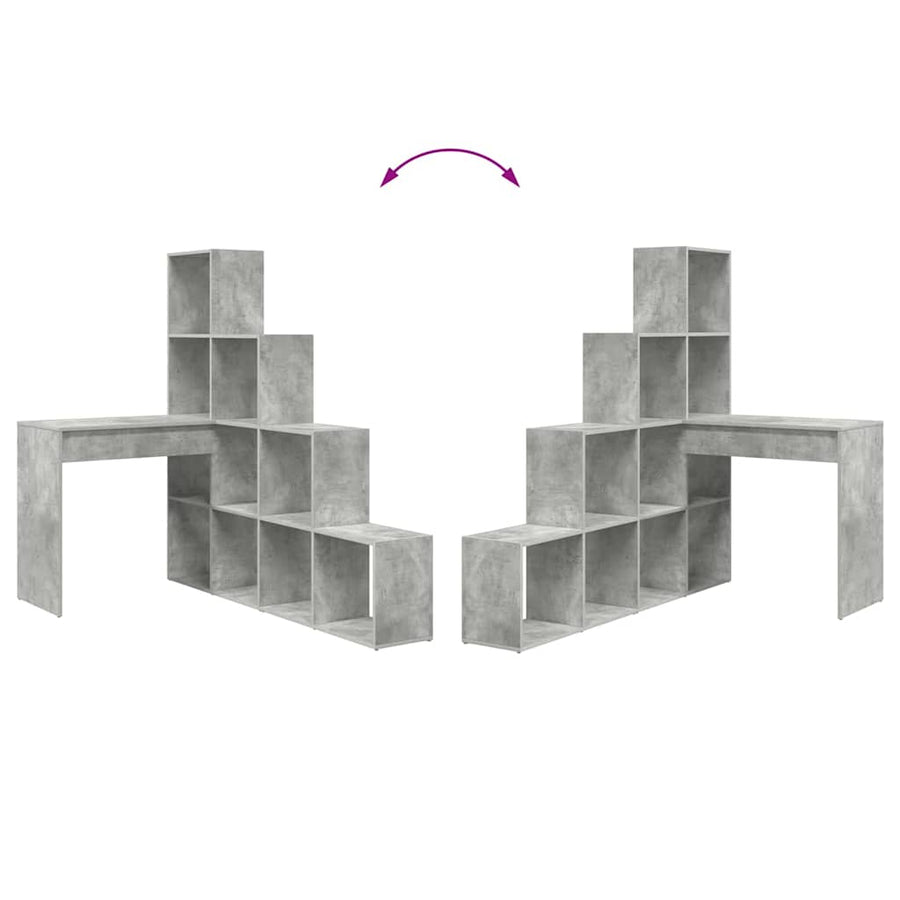 Hoekbureau met plank met opslag Betongrijs 101,5 x 149,5 x 149,5 cm