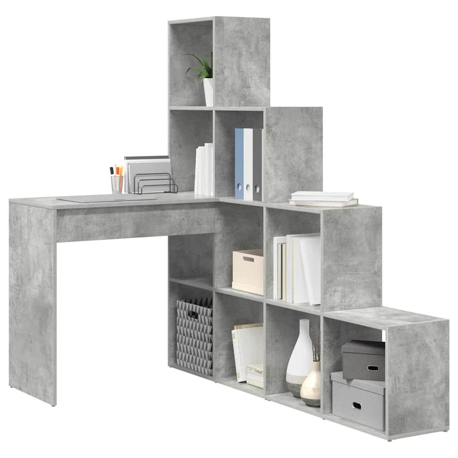 Hoekbureau met plank met opslag Betongrijs 101,5 x 149,5 x 149,5 cm
