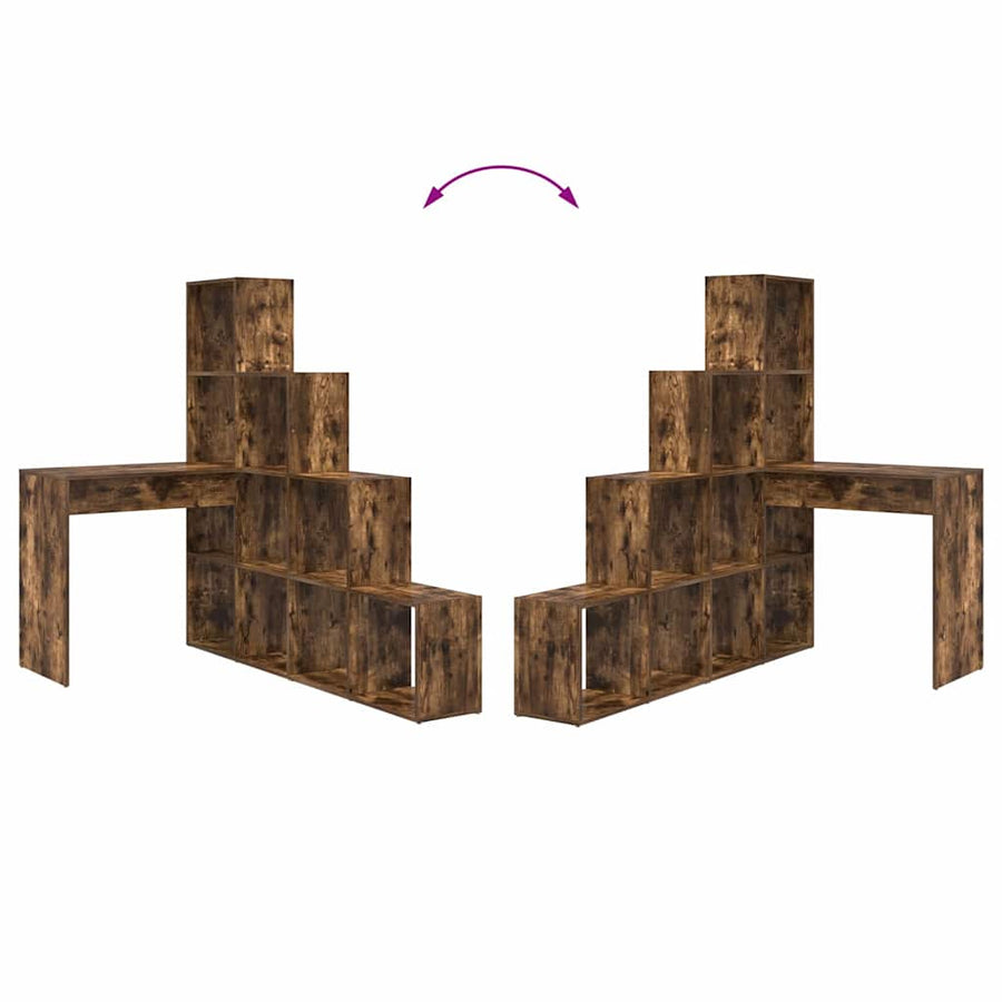 Hoekbureau met plank met opslag Gerookt eiken 101,5 x 149,5 x 149,5 cm
