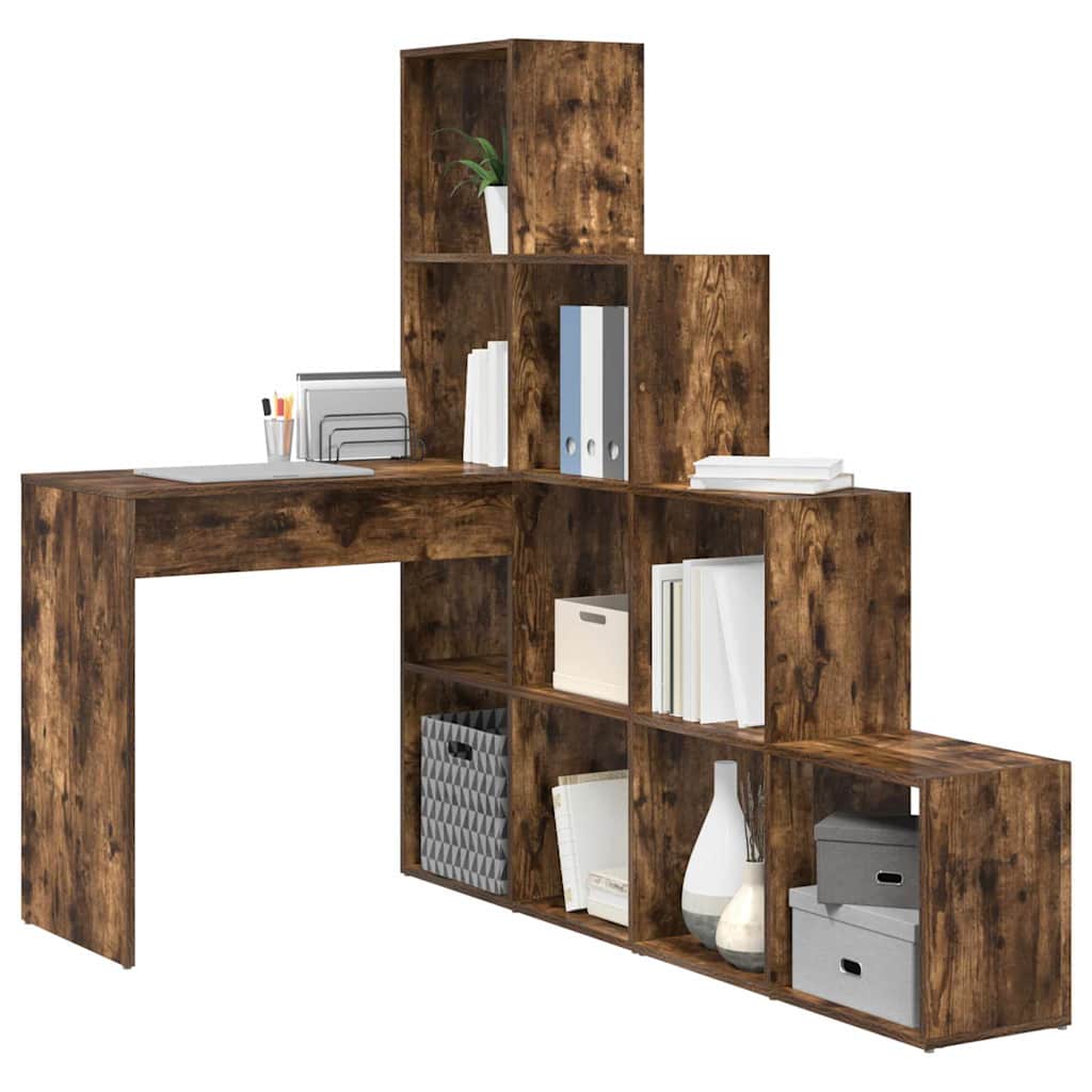 Hoekbureau met plank met opslag Gerookt eiken 101,5 x 149,5 x 149,5 cm