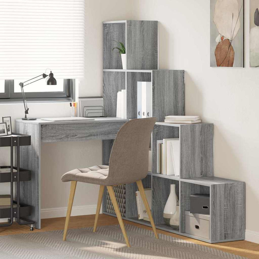 Hoekbureau met plank met opslag Grijs sonoma 101,5 x 149,5 x 149,5 cm