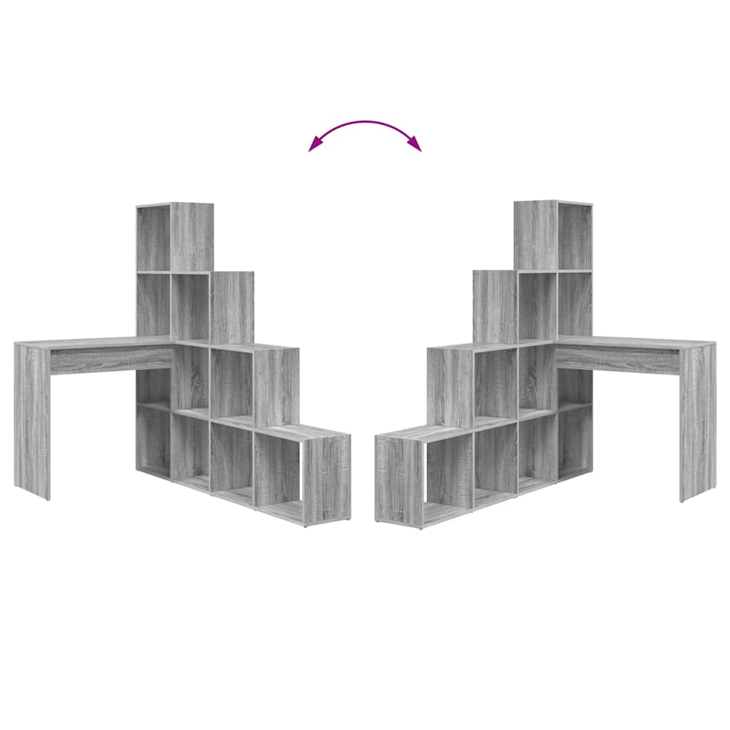 Hoekbureau met plank met opslag Grijs sonoma 101,5 x 149,5 x 149,5 cm