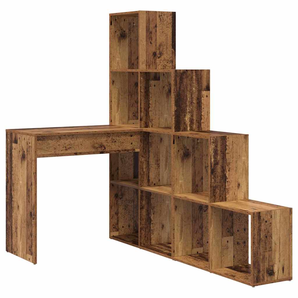 Hoekbureau met plank met opslag Oud hout 101,5 x 149,5 x 149,5 cm