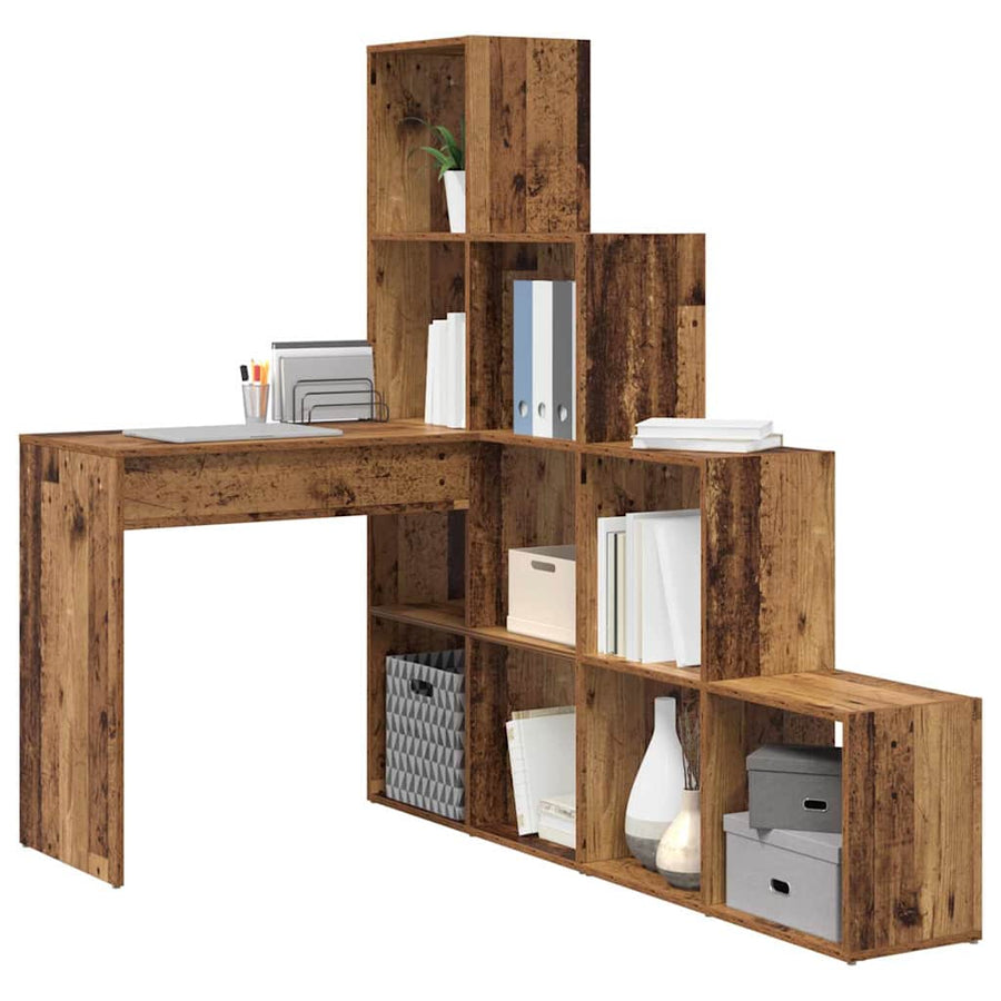 Hoekbureau met plank met opslag Oud hout 101,5 x 149,5 x 149,5 cm