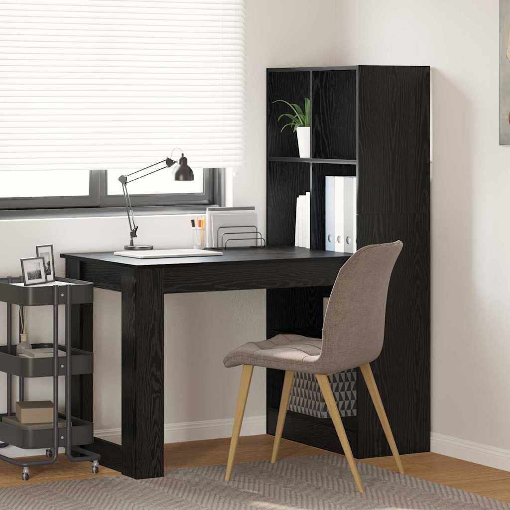 Bureau met plank met opslag Zwart eiken 122 x 67 x 145 cm