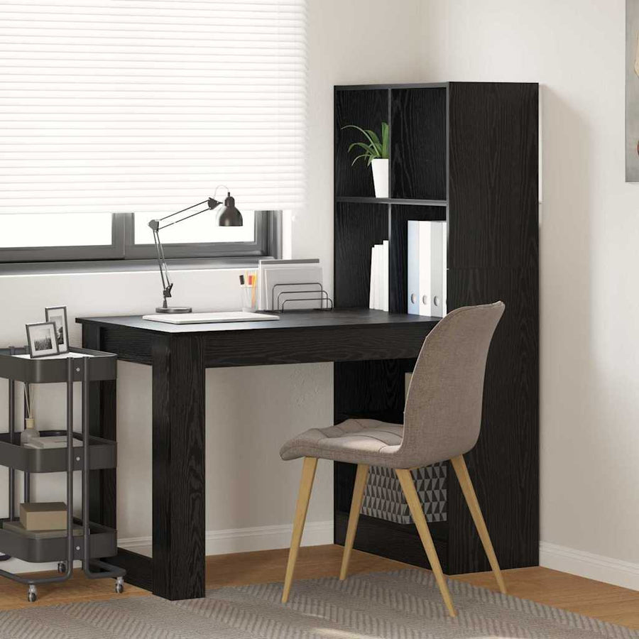 Bureau met plank met opslag Zwart eiken 122 x 67 x 145 cm