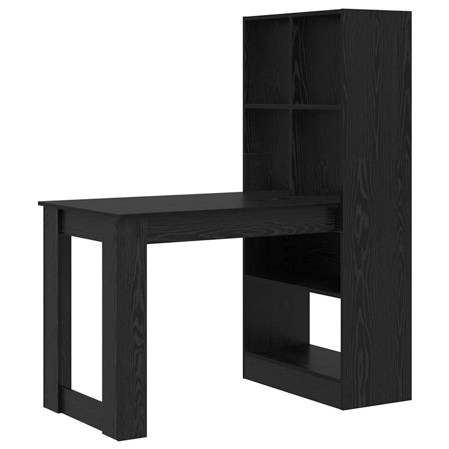 Bureau met plank met opslag Zwart eiken 122 x 67 x 145 cm
