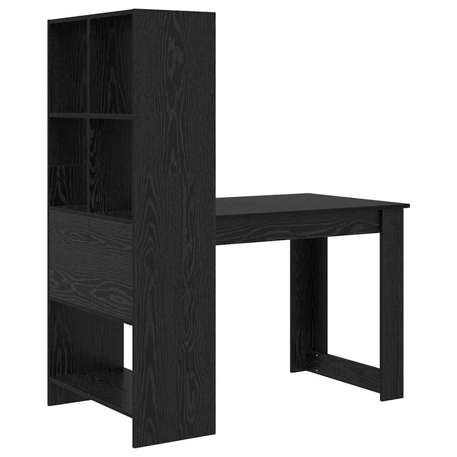Bureau met plank met opslag Zwart eiken 122 x 67 x 145 cm