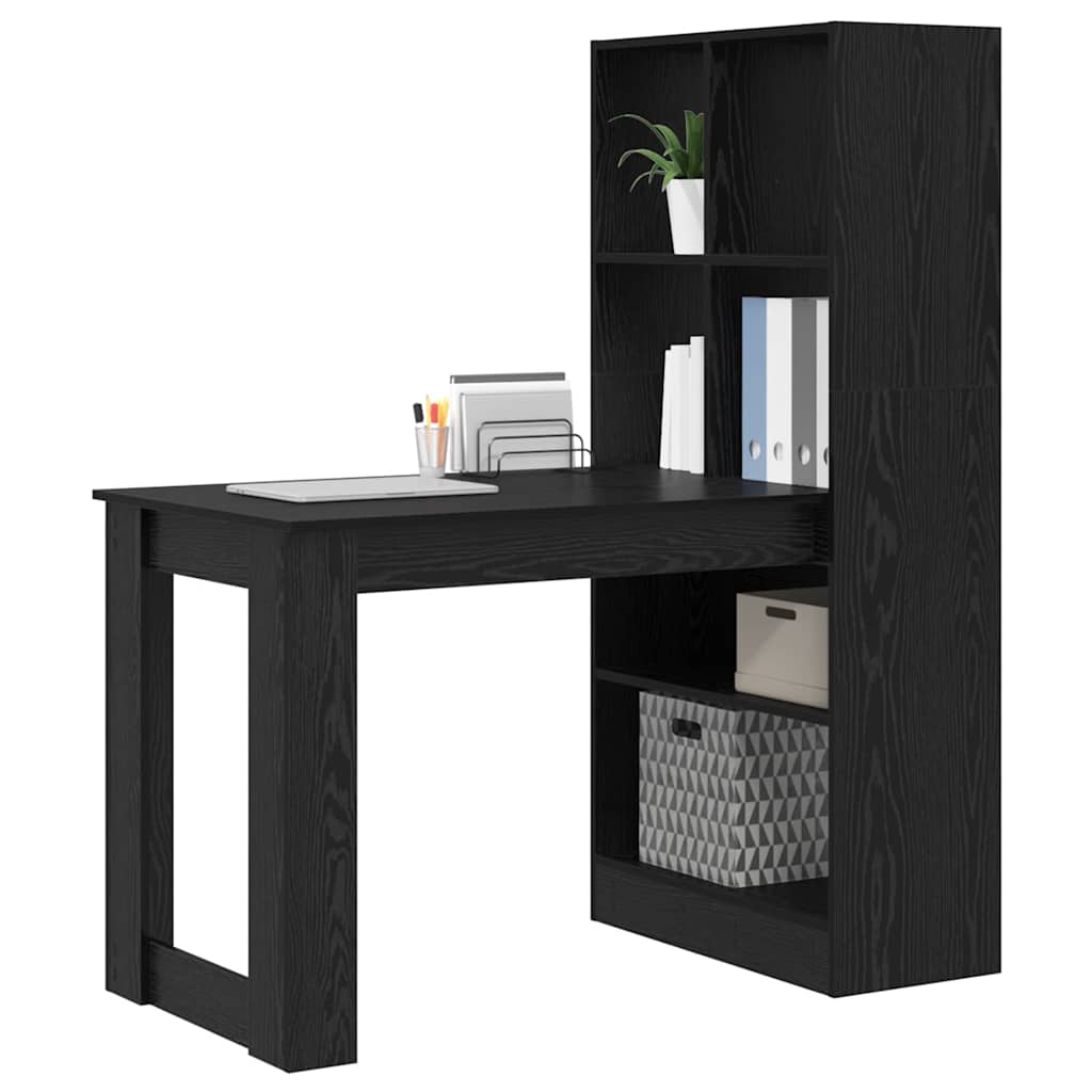 Bureau met plank met opslag Zwart eiken 122 x 67 x 145 cm
