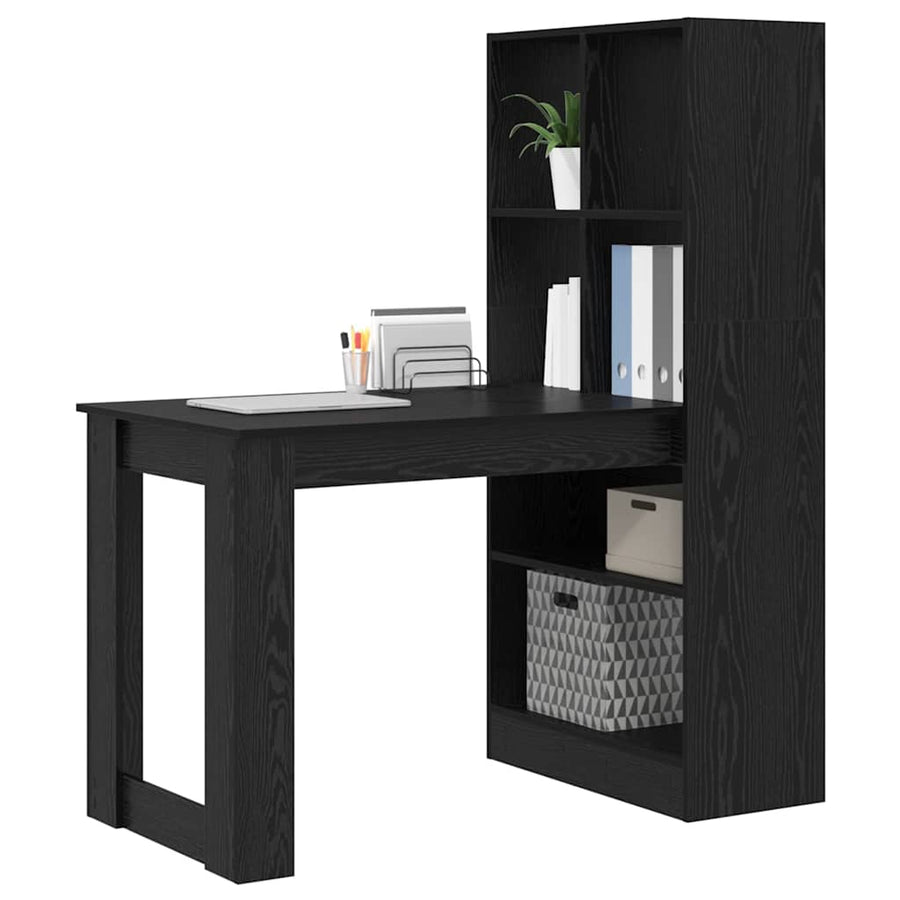 Bureau met plank met opslag Zwart eiken 122 x 67 x 145 cm
