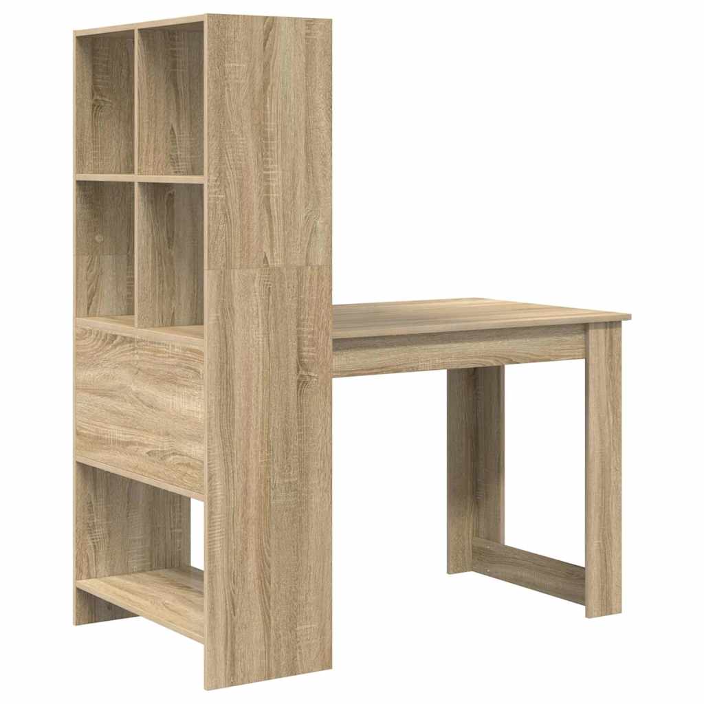 Bureau met plank met opslag Sonoma eiken 122 x 67 x 145 cm