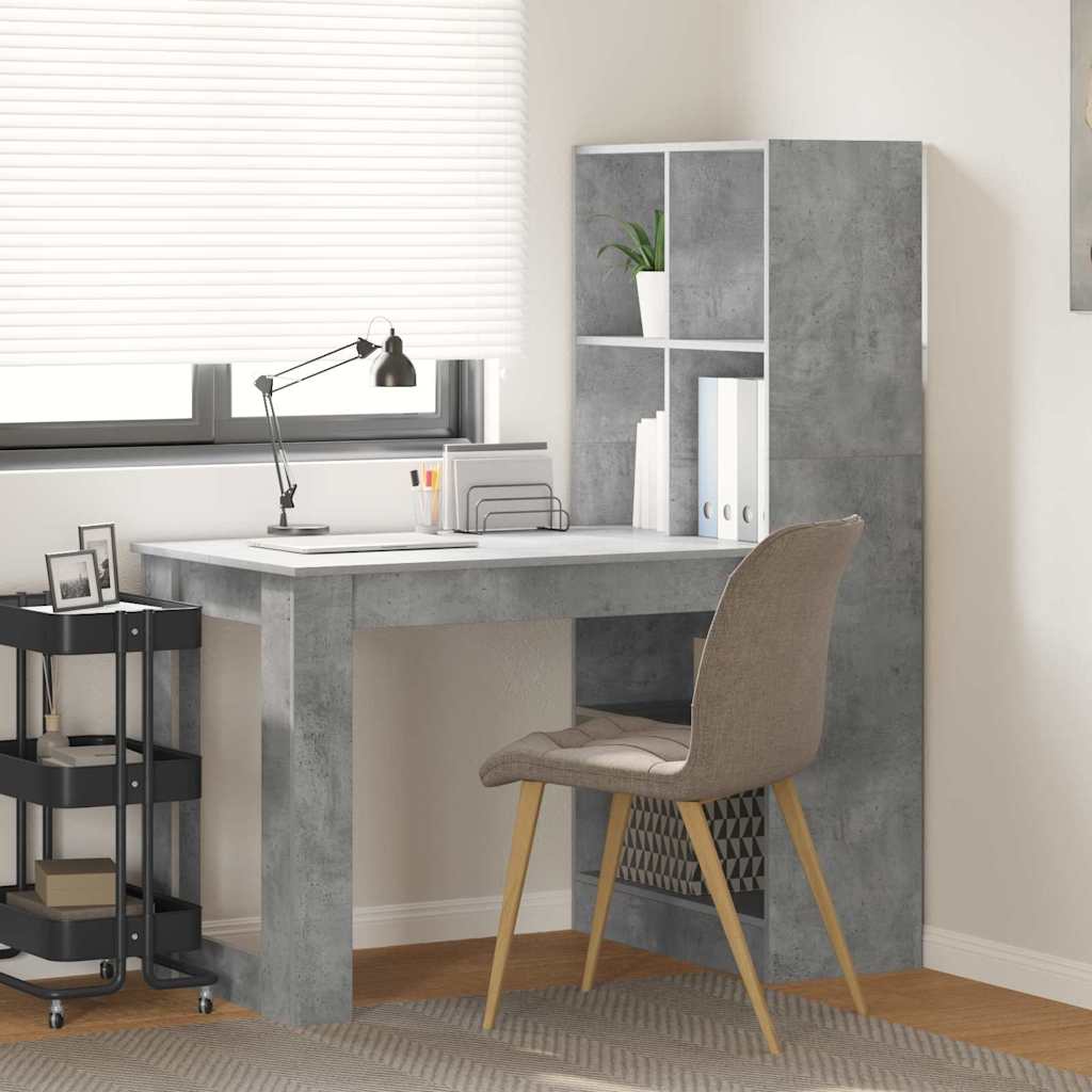 Bureau met plank met opslag Beton Grijs 122 x 67 x 145 cm
