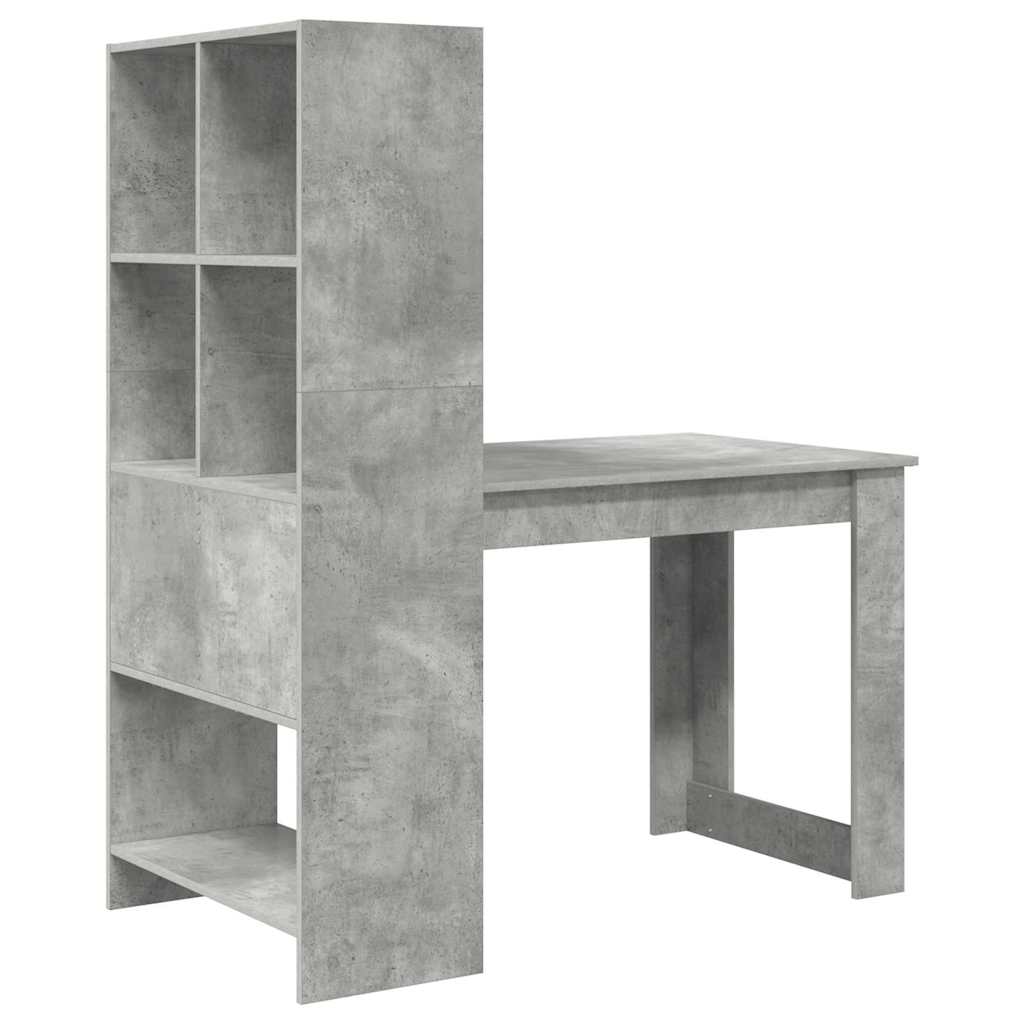 Bureau met plank met opslag Beton Grijs 122 x 67 x 145 cm