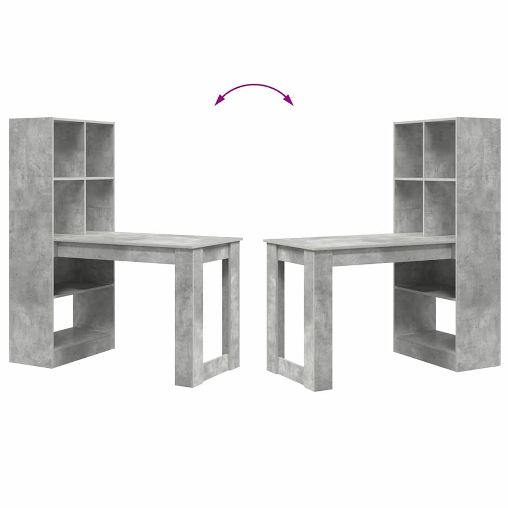 Bureau met plank met opslag Beton Grijs 122 x 67 x 145 cm