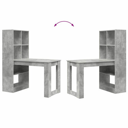 Bureau met plank met opslag Beton Grijs 122 x 67 x 145 cm