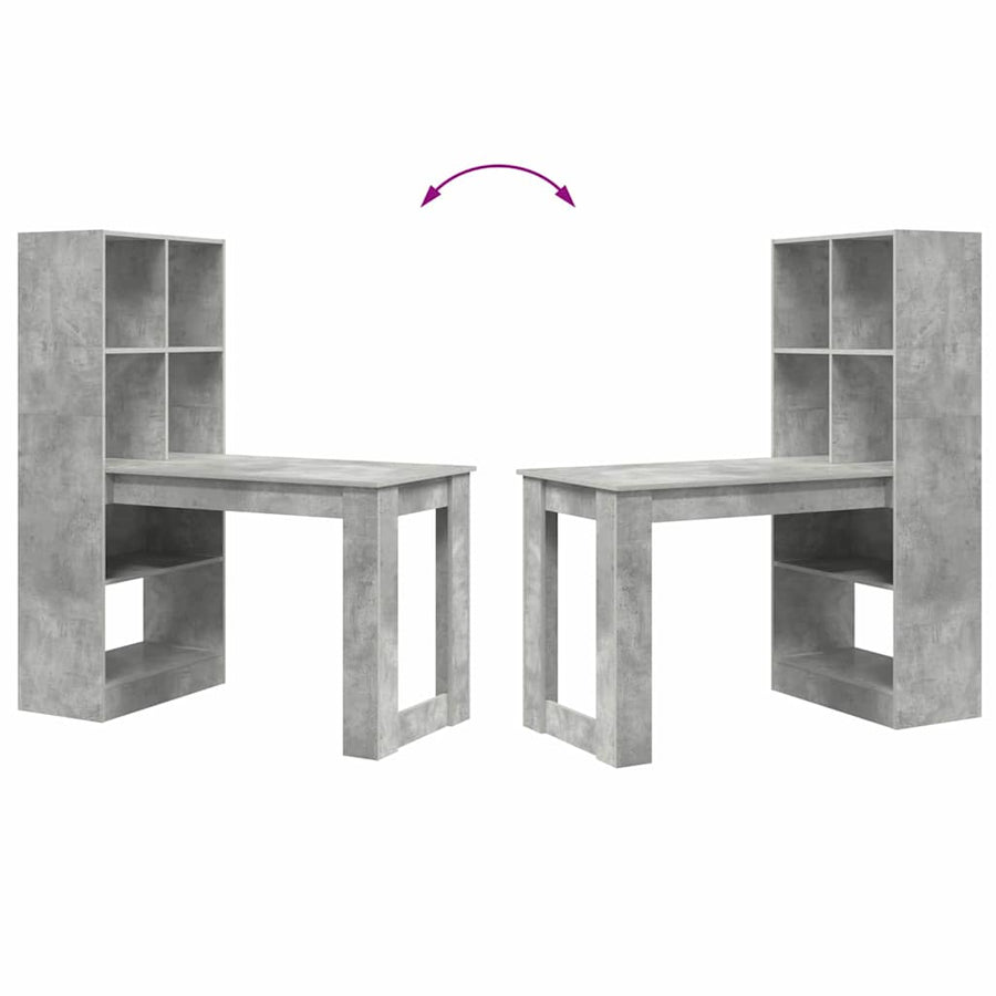 Bureau met plank met opslag Beton Grijs 122 x 67 x 145 cm