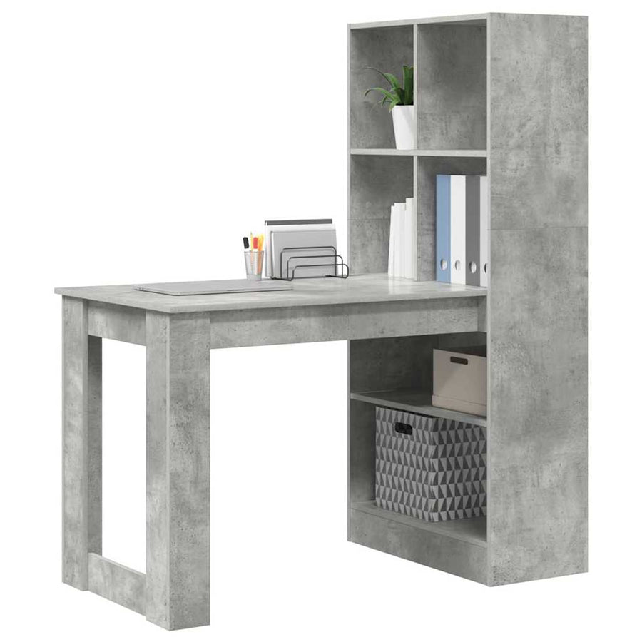 Bureau met plank met opslag Beton Grijs 122 x 67 x 145 cm