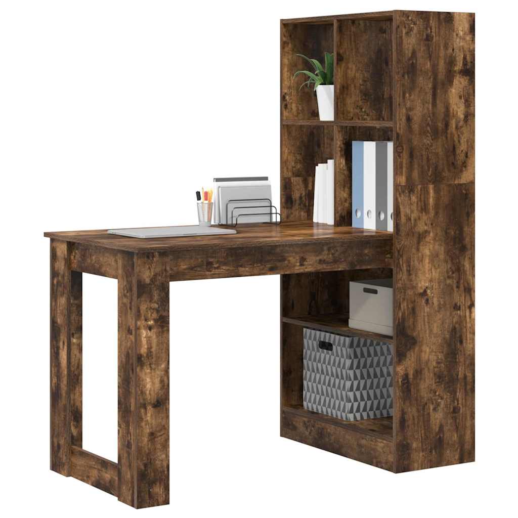 Bureau met plank met opslag Gerookt eiken 122 x 67 x 145 cm