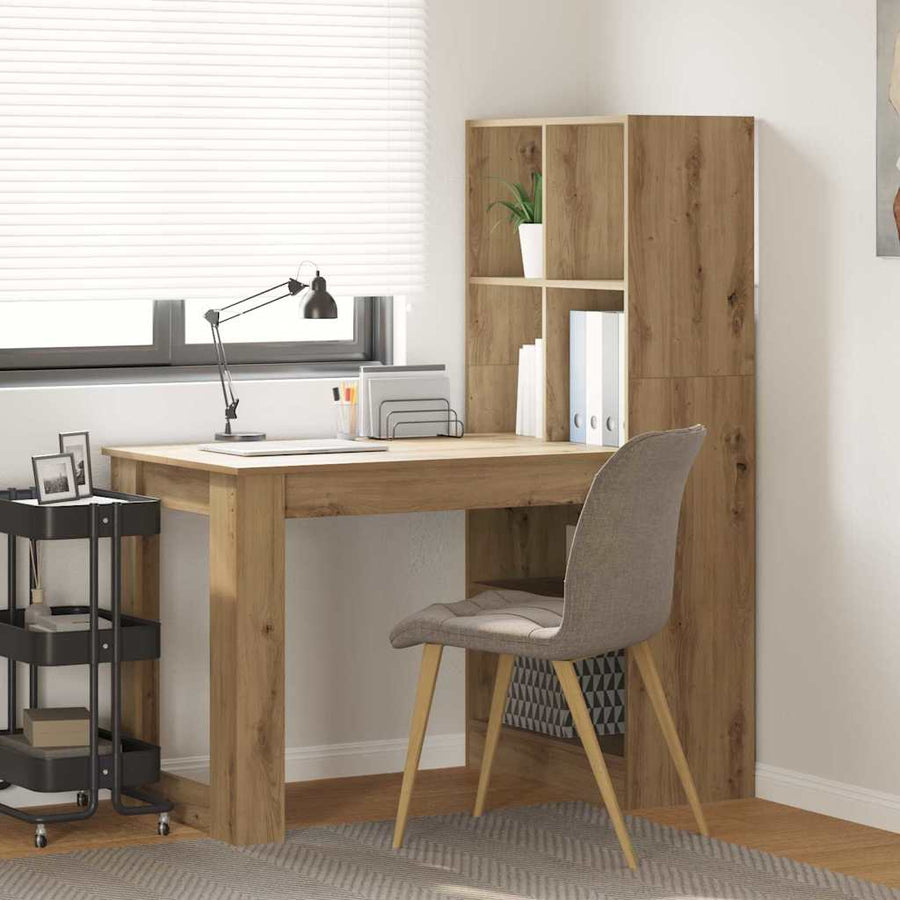 Bureau met plank met opslag artisanaal eikenkleurig 122 x 67 x 145 cm