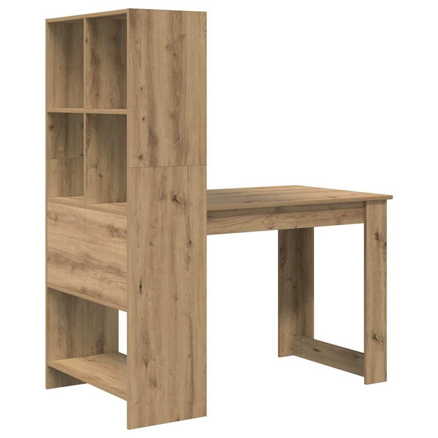 Bureau met plank met opslag artisanaal eikenkleurig 122 x 67 x 145 cm