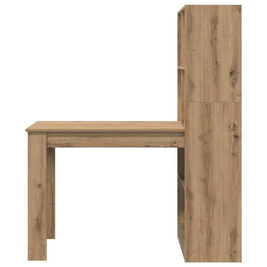 Bureau met plank met opslag artisanaal eikenkleurig 122 x 67 x 145 cm