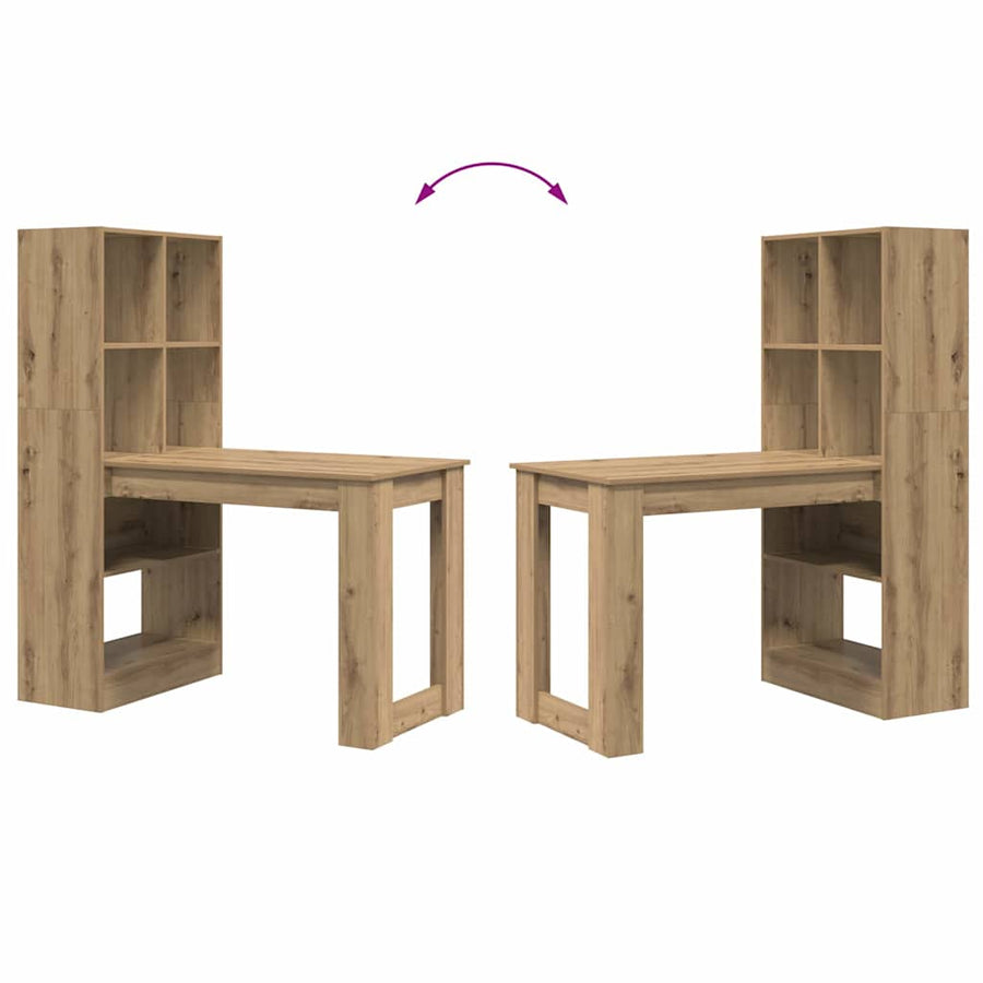 Bureau met plank met opslag artisanaal eikenkleurig 122 x 67 x 145 cm