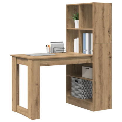 Bureau met plank met opslag artisanaal eikenkleurig 122 x 67 x 145 cm