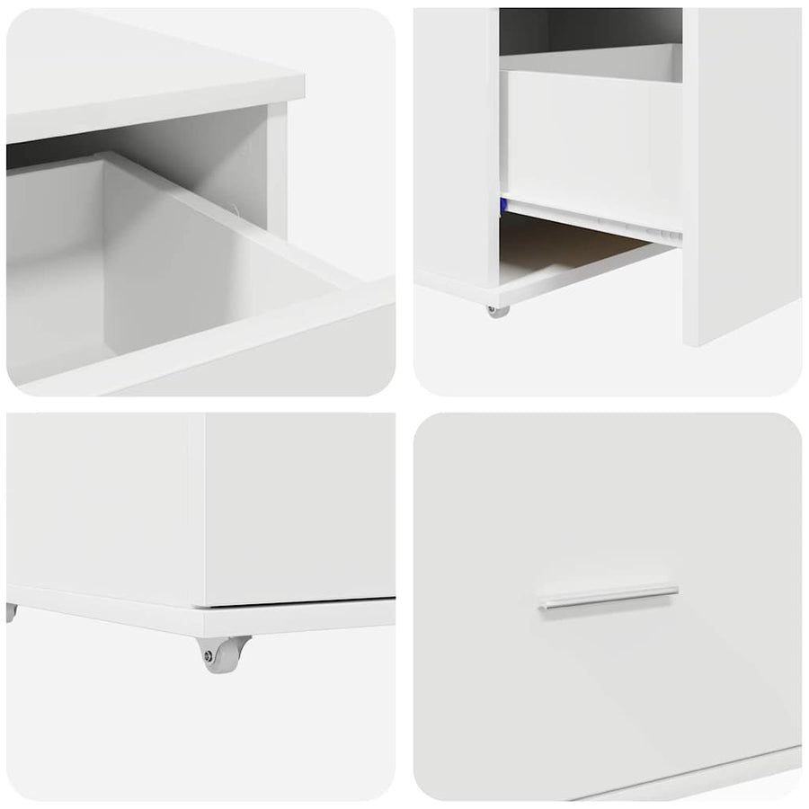 Bureau met lade met plank met opslag Wit 131,5 x 50 x 106,5 cm Bewerkt hout