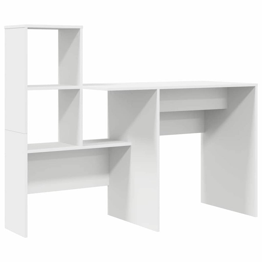 Bureau met lade met plank met opslag Wit 131,5 x 50 x 106,5 cm Bewerkt hout