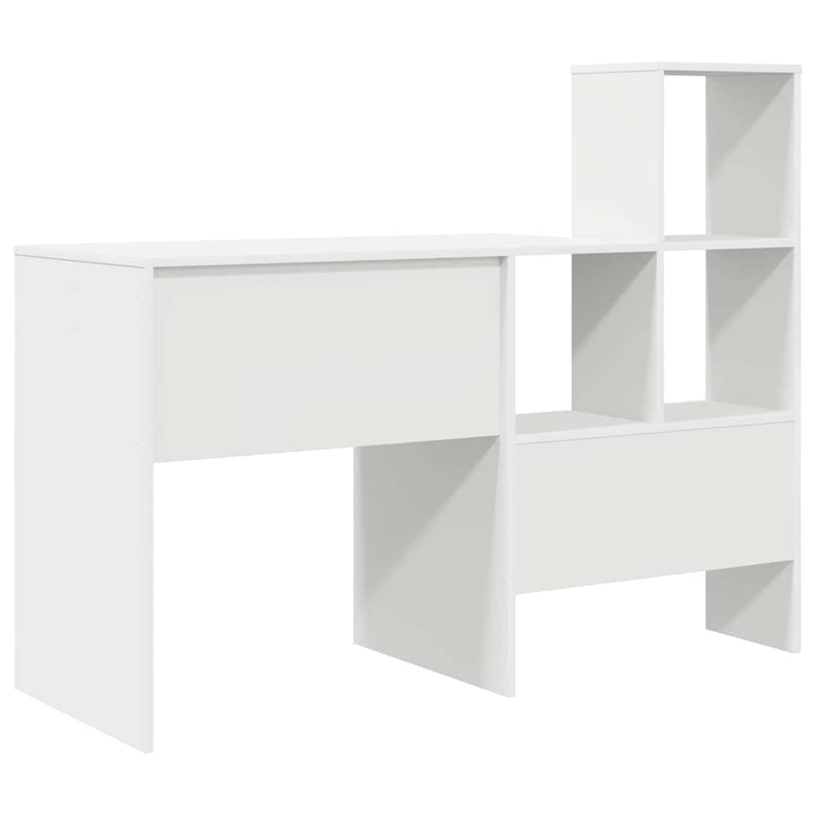 Bureau met lade met plank met opslag Wit 131,5 x 50 x 106,5 cm Bewerkt hout