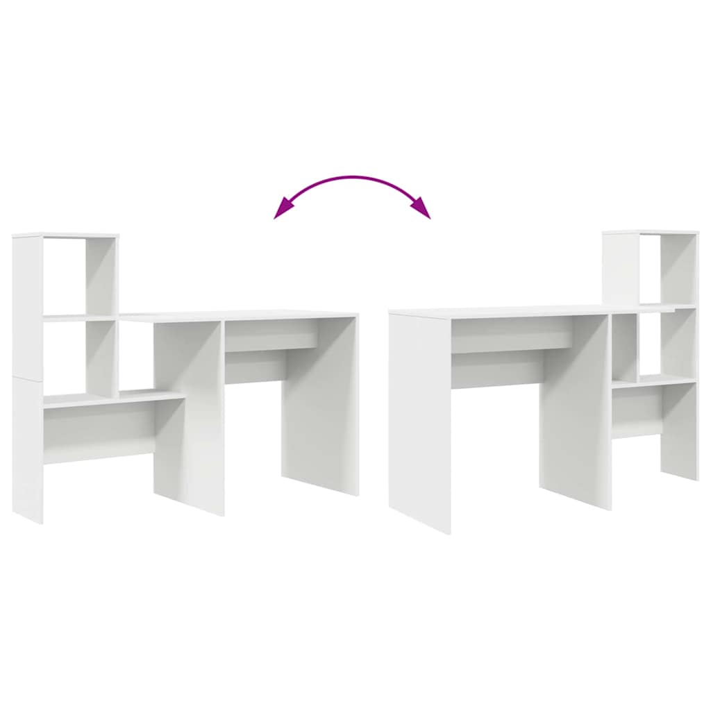 Bureau met lade met plank met opslag Wit 131,5 x 50 x 106,5 cm Bewerkt hout