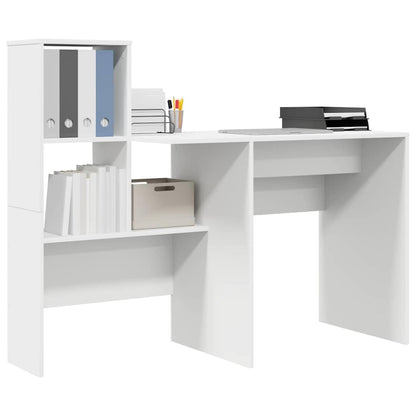 Bureau met lade met plank met opslag Wit 131,5 x 50 x 106,5 cm Bewerkt hout