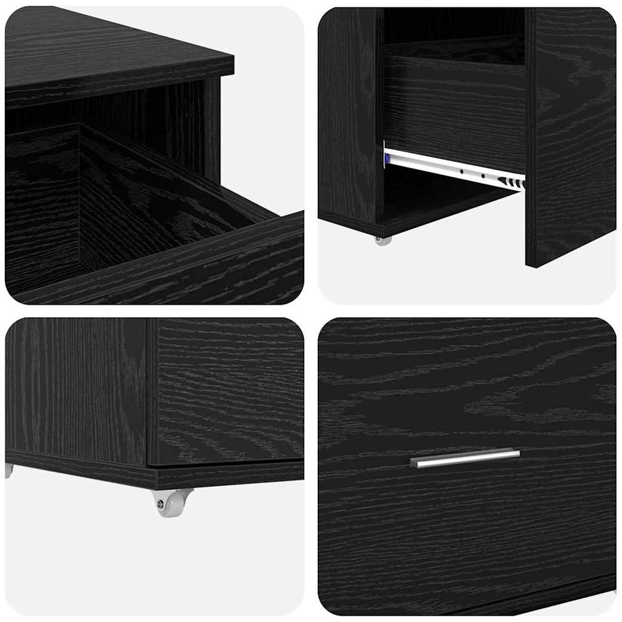 Bureau met lade met plank Zwart eiken 131,5 x 50 x 106,5 cm Bewerkt hout