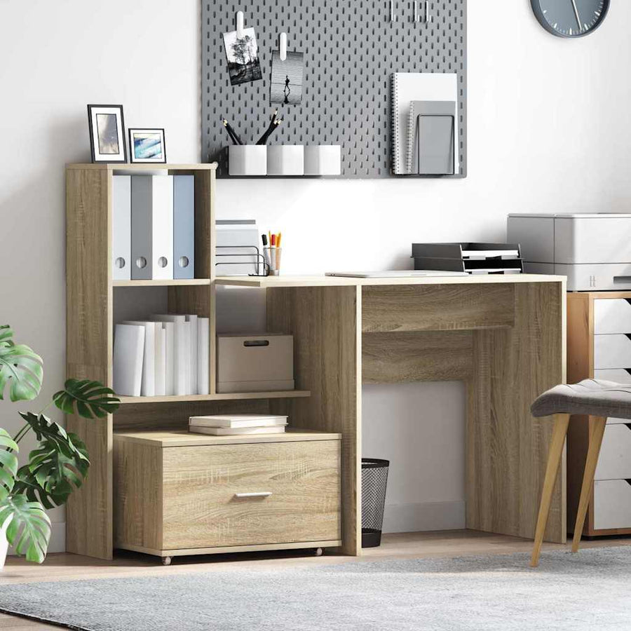 Bureau met lade Sonoma eiken 131,5 x 50 x 106,5 cm Bewerkt hout