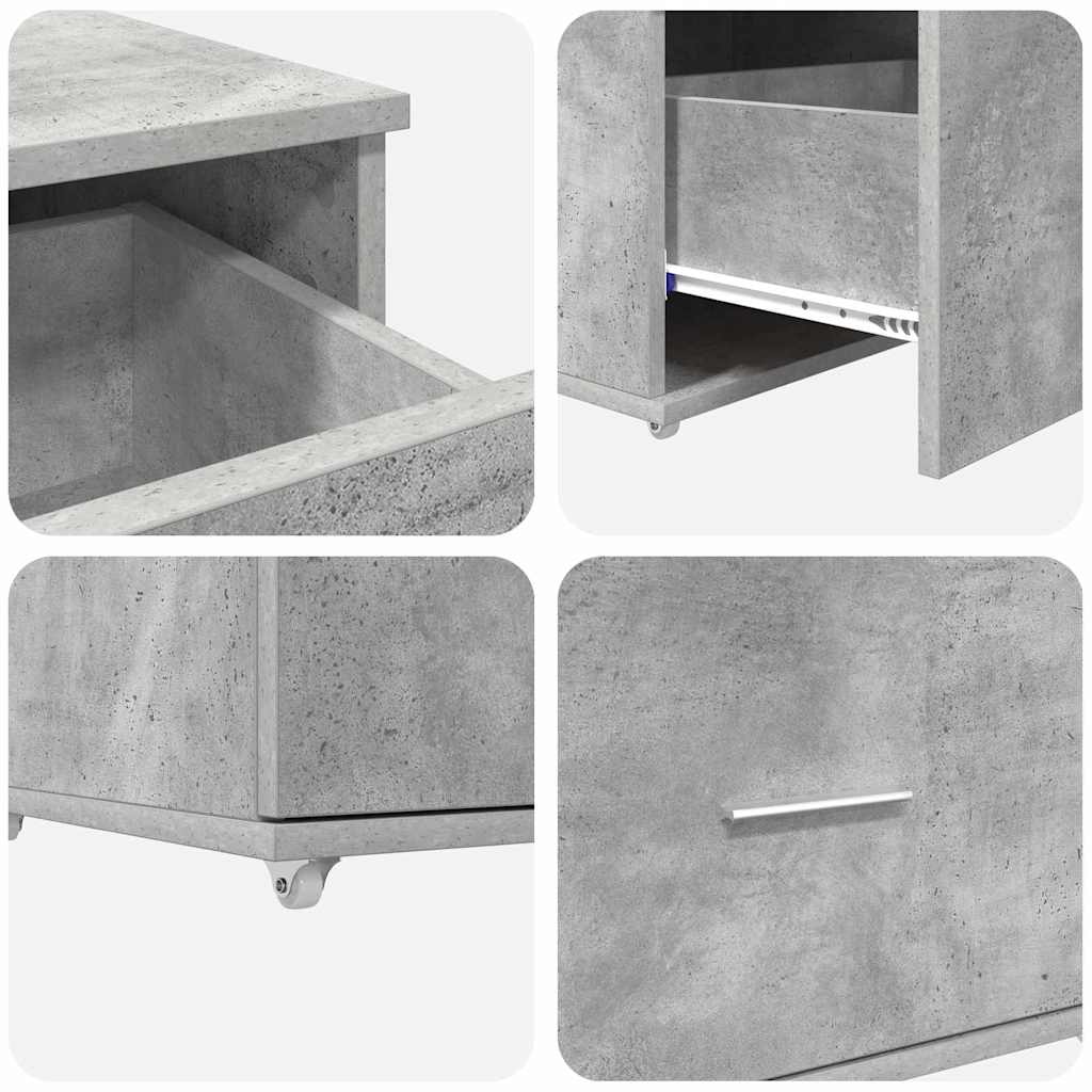 Bureau met lade met plank met opslag Betongrijs 131,5 x 50 x 106,5 cm Bewerkt hout