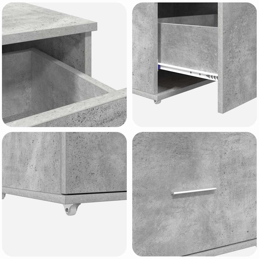 Bureau met lade met plank met opslag Betongrijs 131,5 x 50 x 106,5 cm Bewerkt hout