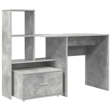 Bureau met lade met plank met opslag Betongrijs 131,5 x 50 x 106,5 cm Bewerkt hout