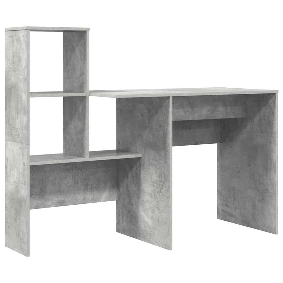 Bureau met lade met plank met opslag Betongrijs 131,5 x 50 x 106,5 cm Bewerkt hout