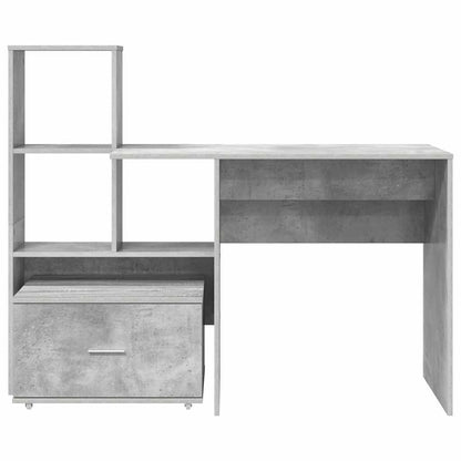 Bureau met lade met plank met opslag Betongrijs 131,5 x 50 x 106,5 cm Bewerkt hout