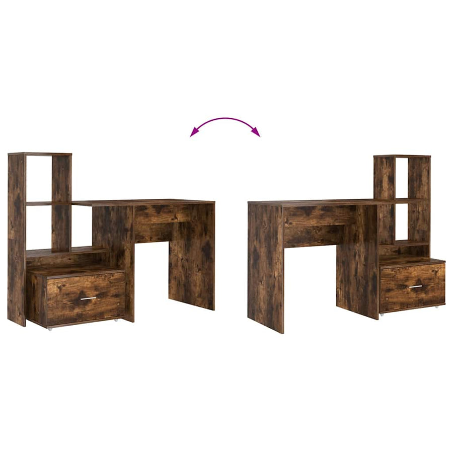 Bureau Gerookt eiken 131,5 x 50 x 106,5 cm Bewerkt hout