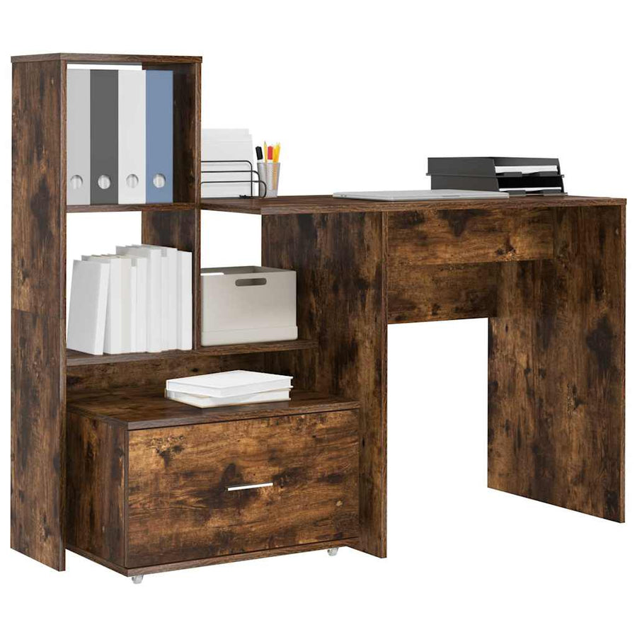 Bureau Gerookt eiken 131,5 x 50 x 106,5 cm Bewerkt hout