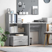 Bureau met lade 131,5x50x106,5 cm grijs bewerkt hout
