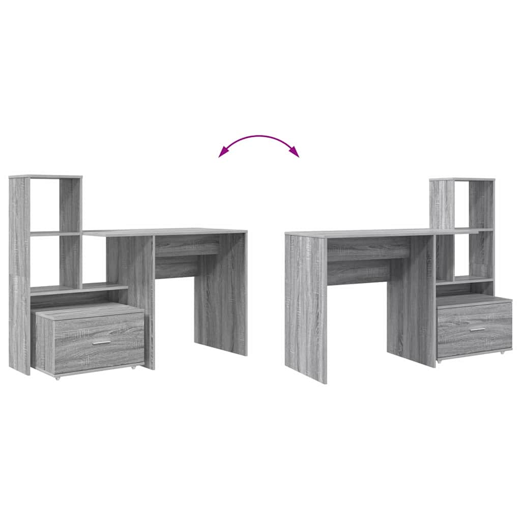 Bureau met lade Grijs sonoma 131,5 x 50 x 106,5 cm Bewerkt hout