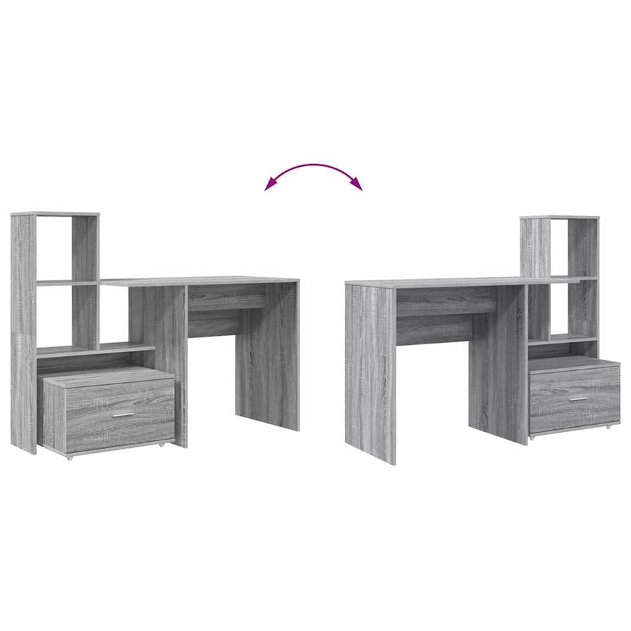 Bureau met lade Grijs sonoma 131,5 x 50 x 106,5 cm Bewerkt hout
